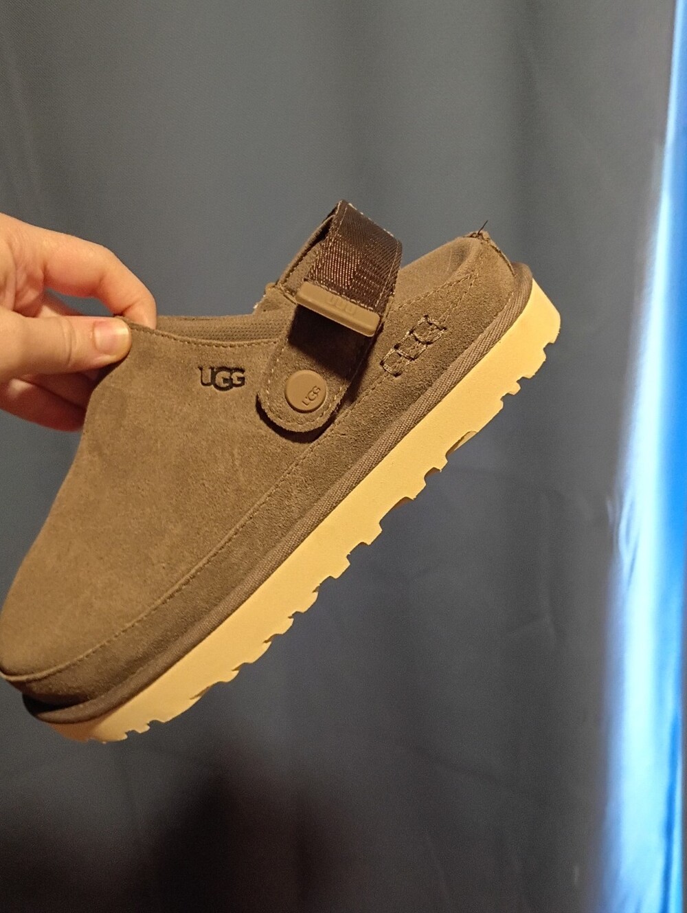 UGG Grey Brown Suede Goldenstar Slip-On Clogs - Picture 8 of 11